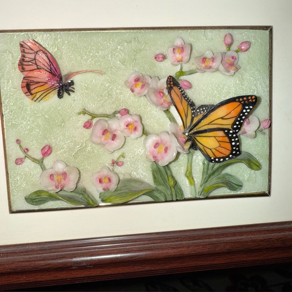 Butterfly  Hand Painted 3D Art Frame By A. Richesco Corp. Butetflies. 9x7 Inches